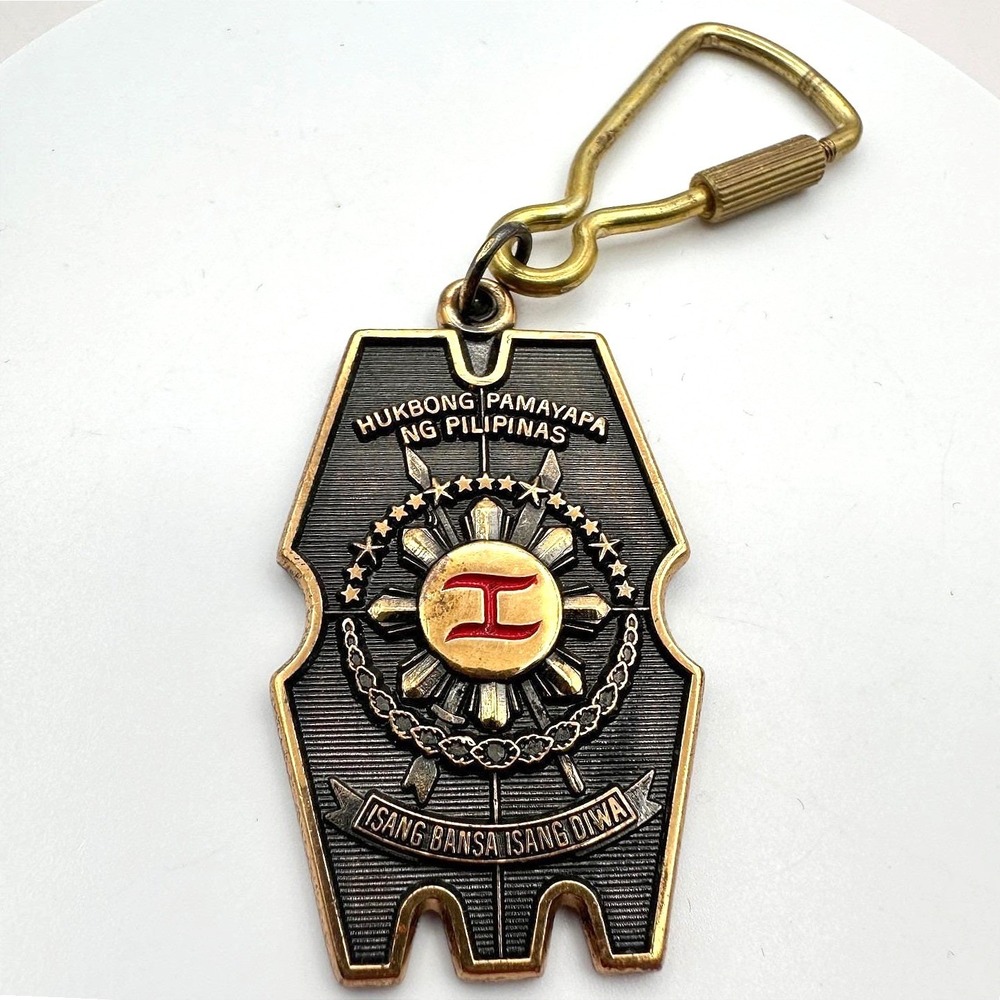 Vintage 80s Philippines Military Police‎ Keychain Maj Gen Ramon Montano Shield